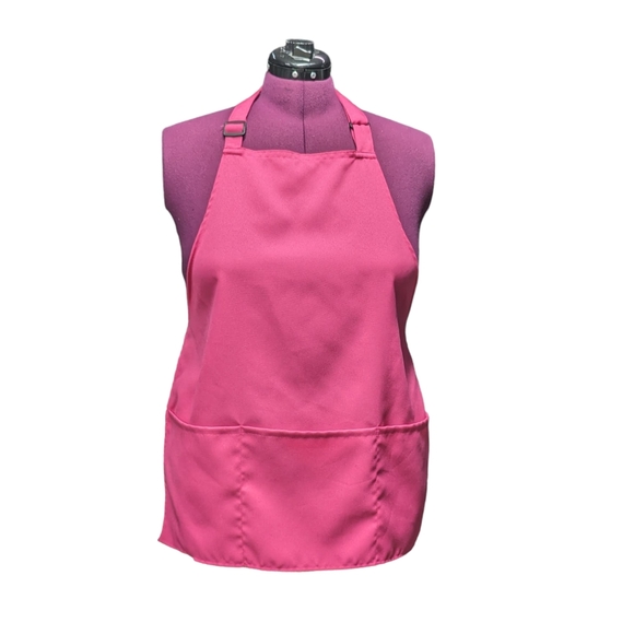 Pink Classic Short Apron Soft Fabric with Three Large Pockets - Picture 5 of 5